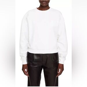 ANINE BING Ivory/White Reed Cropped Terry Sweatshirt XS NWT